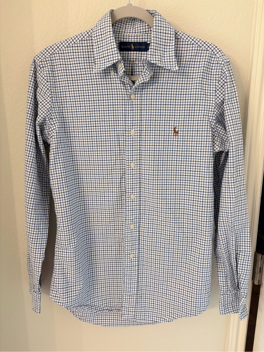 Polo Ralph Lauren Mens Blue White Gingham Shirt S